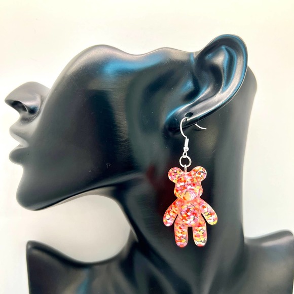 Large Gummy Bear Earrings - Statement Earrings - Novelty Earrings - Metallic - Picture 10 of 10